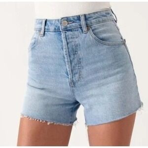 ROLLAS Original High Rise Cut Off Denim Shorts Blue Distressed Size 24 Aussie 6